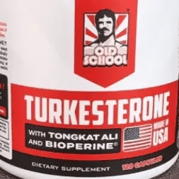 Etiqueta del bote: Turkesterone con Tongkat Ali y BioPerine, hecho en USA